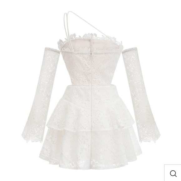 White Lace Mini Dress - Picture 4 of 9